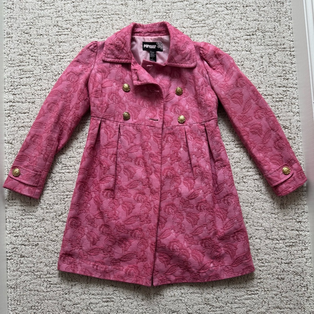 ~2 for $14~ Y2K Pink Brocade Pea Coat - Picture 6 of 17
